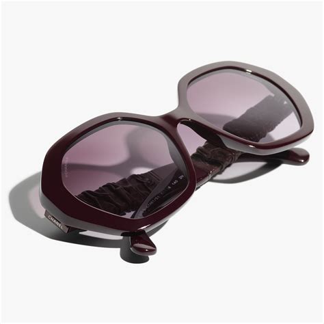 chanel 5475q|Round Sunglasses Acetate & Calfskin Burgundy .